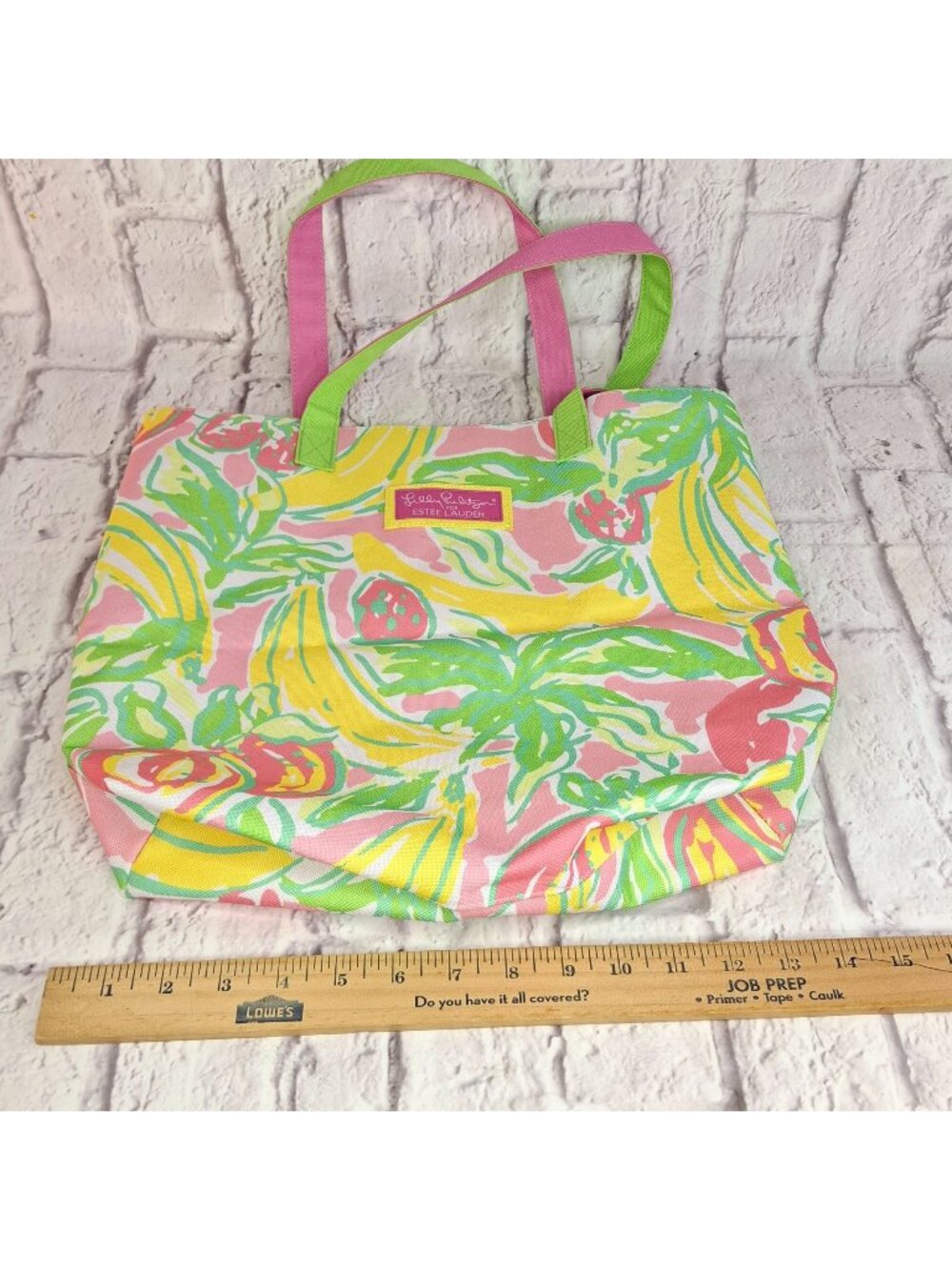 Lilly Pulitzer Estee Lauder Bright Tropical Print Tote Bag With Pink Lining & Du